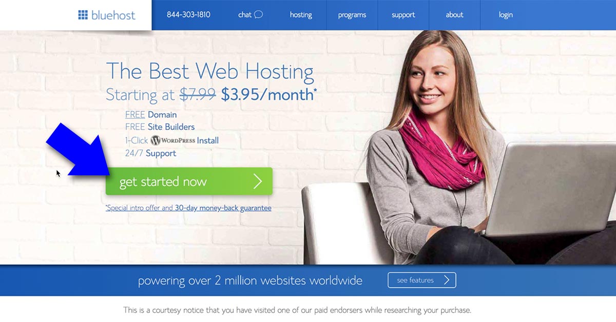 Bluehost Signup Page - How To Start A Blog Business And Get Paid