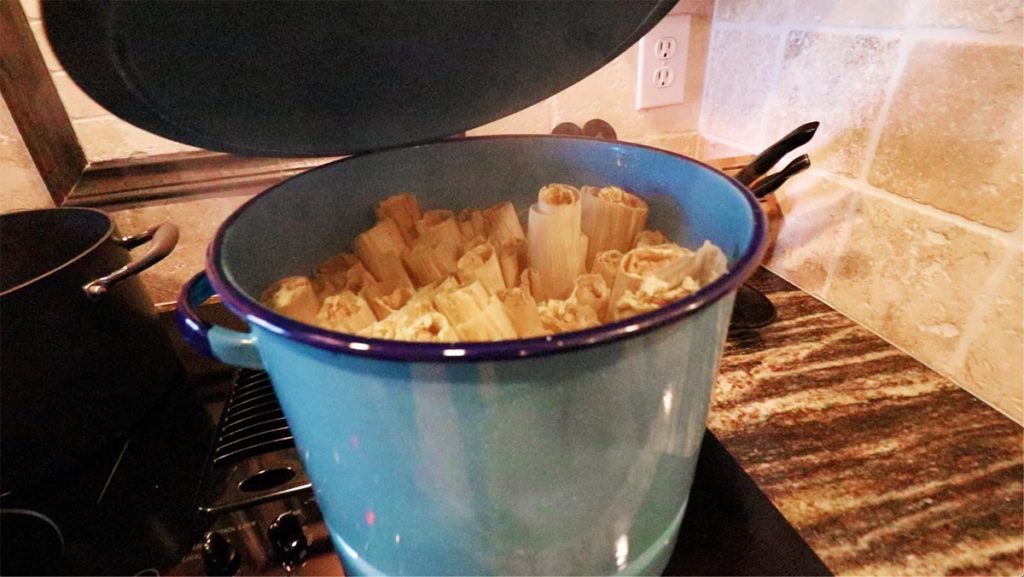 Pork Tamale Recipe - Tamales In Steamer Pot