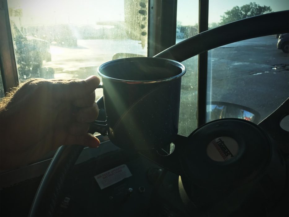 Morning Coffee In The BEAP Mobile Skoolie-Title and Registration Day